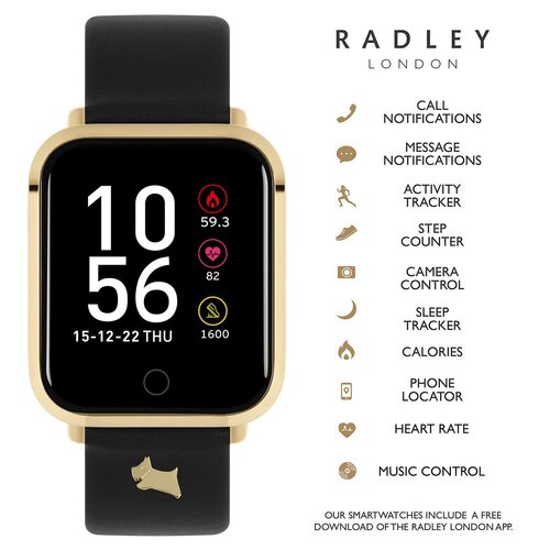 RADLEY LONDON Series 06 Smartwatch Gold and Black Leather RYS06-2074-INT