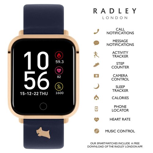 RADLEY LONDON Series 06 Smartwatch Rose Gold and Navy Blue Leather RYS06-2078-INT