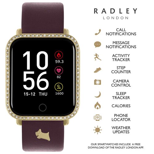 RADLEY LONDON Series 06 Smartwatch Gold and Burgundy Leather RYS06-2120-INT