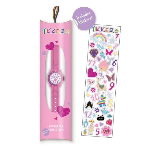 TIKKERS Girls Pink Strap Time Teacher Με Αυτοκόλλητα TK0003