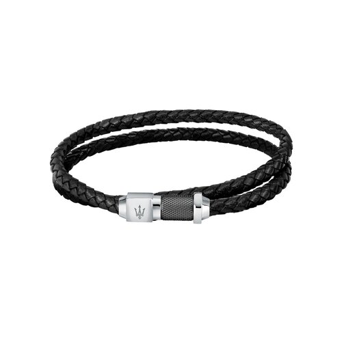 MASERATI Leather Stainless Steel Bracelet JM223AVE18