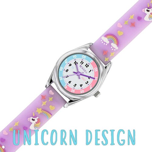 TIKKERS Girls Purple Strap Unicorn Time Teacher Set Με Αυτοκόλλητα ATK0145