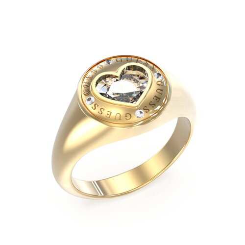 GUESS STEEL Rolling Hearts Χρυσό Δαχτυλίδι Με Ζιργκόν JUBR03352JWYG