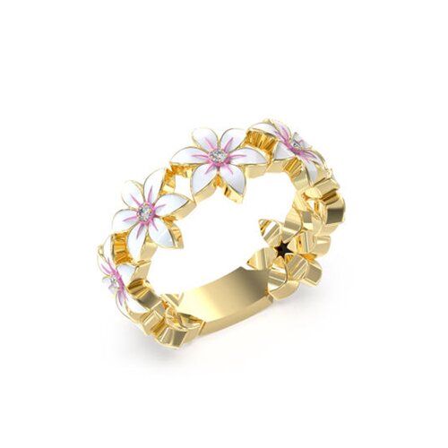 GUESS STEEL White Lotus Χρυσό Δαχτυλίδι Με Λουλούδια Και Ζιργκόν JUBR04132JWYGWH