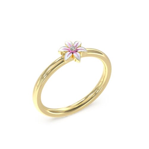 GUESS STEEL White Lotus Χρυσό Δαχτυλίδι Με Λουλούδι Και Ζιργκόν JUBR04138JWYGWH