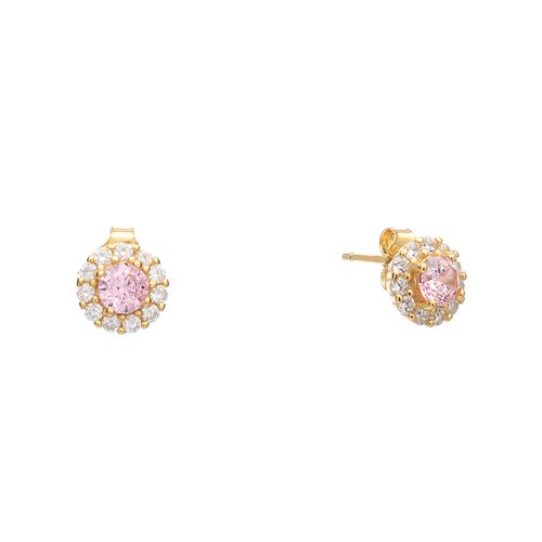PRINCESILVERO Σκουλαρίκι Χρυσό Ροζέτα Καρφωτό Με Πέτρα Από Ασήμι 925 3A-SC522-3P