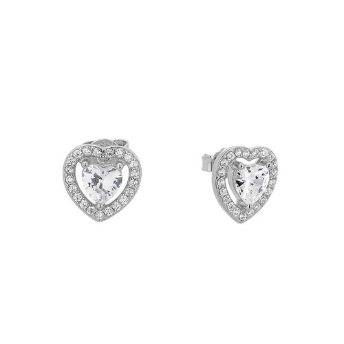 PRINCESILVERO Σκουλαρίκι Καρφωτό Με Καρδιά Και Πέτρες Από Ασήμι 925 3A-SC633-1