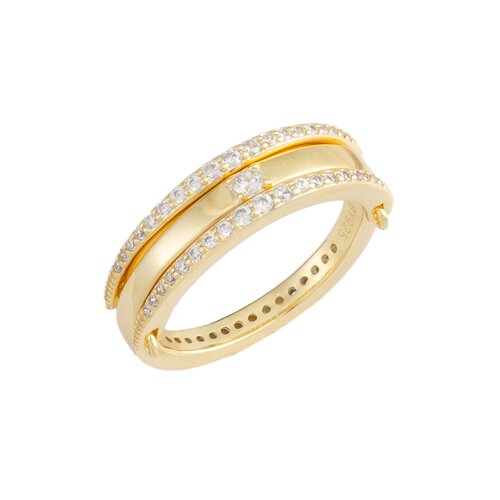 PRINCESILVERO Δαχτυλίδι Χρυσό Τριπλό Με Πέτρες Από Ασήμι 925 4F-RG059-3