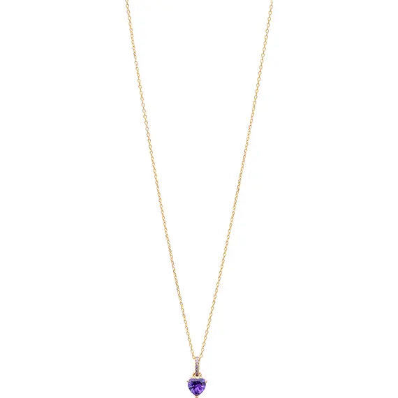 PRINCESILVERO Κολιέ Χρυσό Καρδιά Με Πέτρα Amethyst Από Ασήμι 925 45cm 3A-KD543-3A