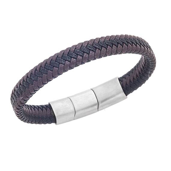 Βραχιόλι Senza Men&#039;s Stainless Steel - Black &amp; Brown Leather Strap
