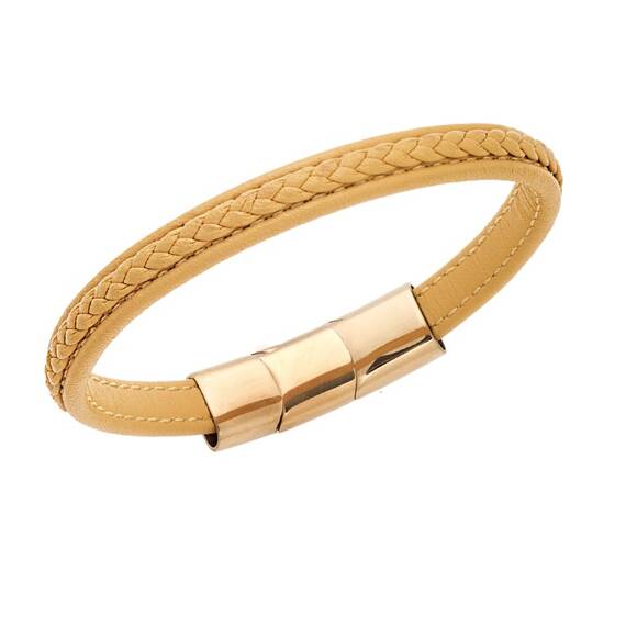 Βραχιόλι Senza Men&#039;s Steel Yellow Leather Strap