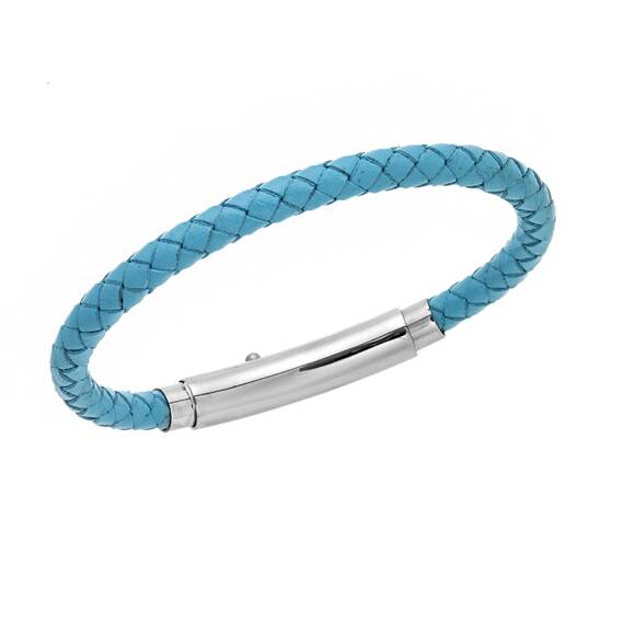 Βραχιόλι Senza Men&#039;s Steel Turquise Leather Strap