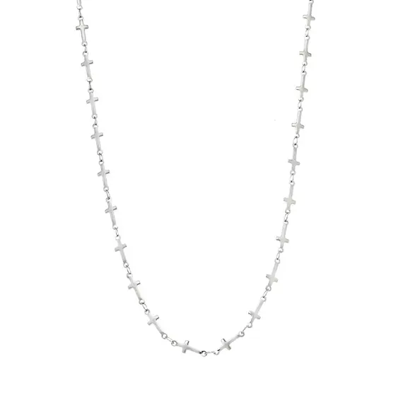 Καδένα Senza Stainless Steel Silver, με Σταυρούς