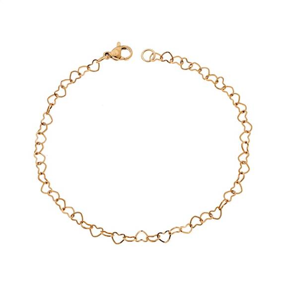 Βραχιόλι Senza Stainless Steel Gold Plated, με Καρδούλες