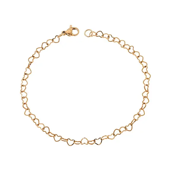 Βραχιόλι Senza Stainless Steel Gold Plated, με Καρδούλες