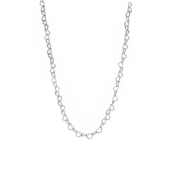 Καδένα Senza Stainless Steel Silver, με Καρδούλες