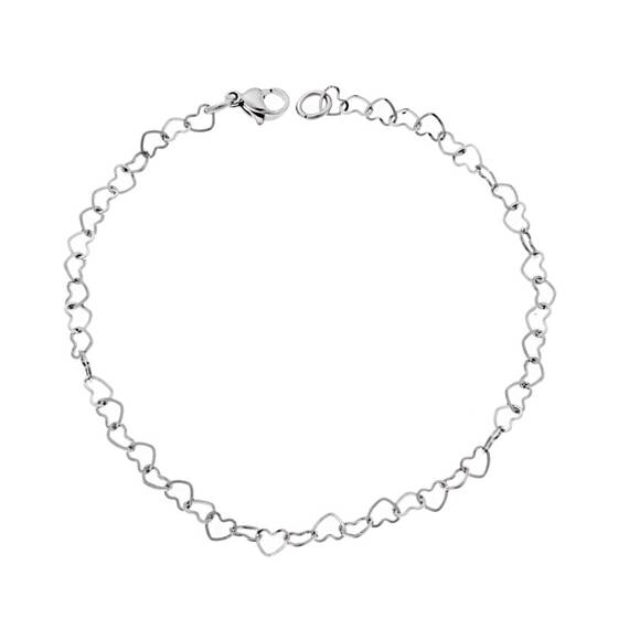 Βραχιόλι Senza Stainless Steel Silver, με Καρδούλες