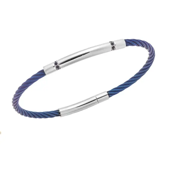 Βραχιόλι Senza Men&#039;s Silver &amp; Blue Stainless Steel Bracelet