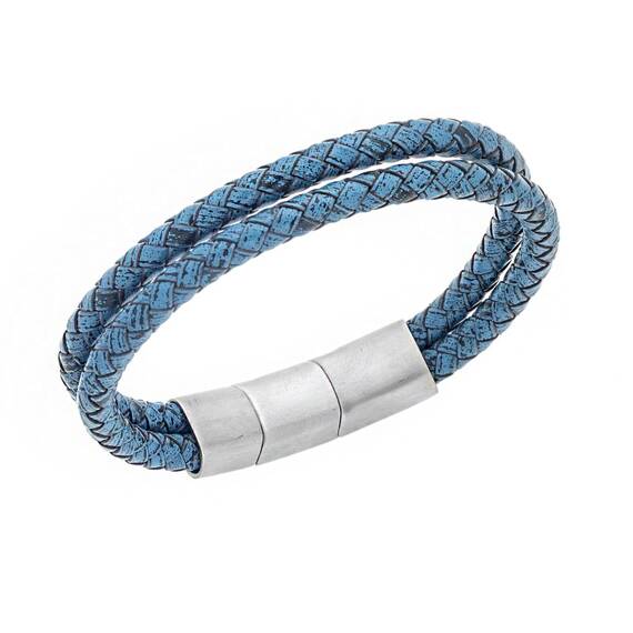 Βραχιόλι Senza Men&#039;s Steel Blue Leather Strap