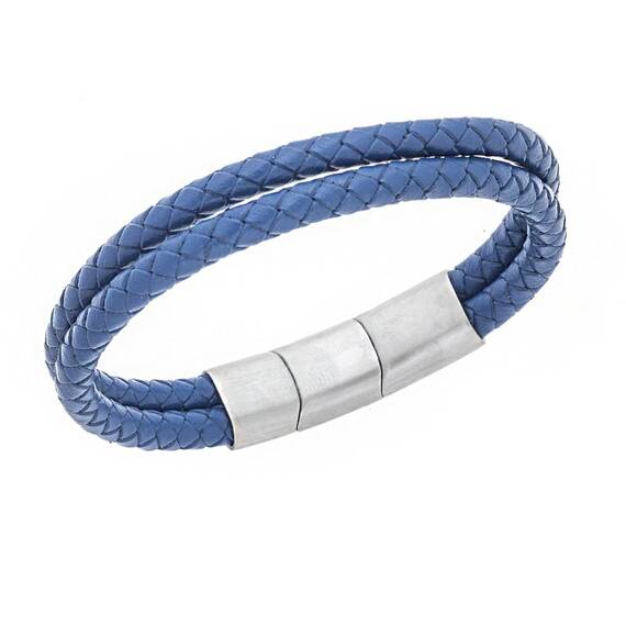 Βραχιόλι Senza Men&#039;s Steel Blue Leather Strap