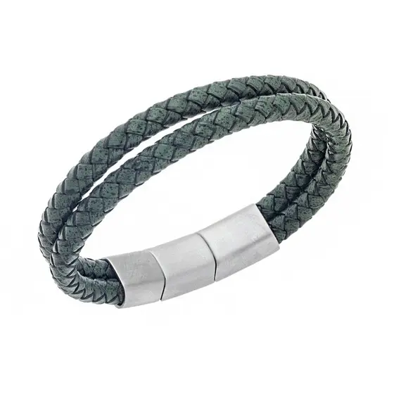 Βραχιόλι Senza Men&#039;s Steel Chaki Leather Strap