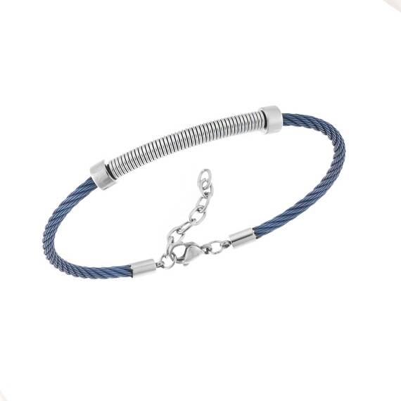 Βραχιόλι Senza Men&#039;s Steel, με Μπλε στοιχεία