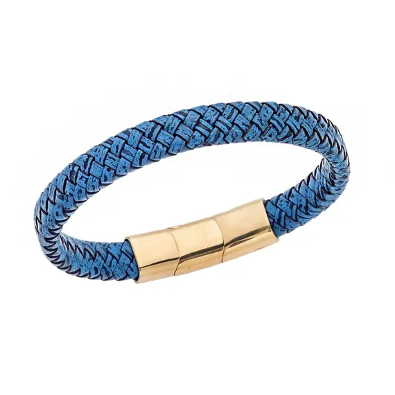 Βραχιόλι Senza Men&#039;s Stainless Steel - Blue Leather Strap
