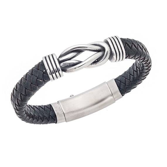 Βραχιόλι Senza Men&#039;s Steel Green Leather Strap