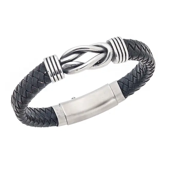 Βραχιόλι Senza Men&#039;s Steel Green Leather Strap