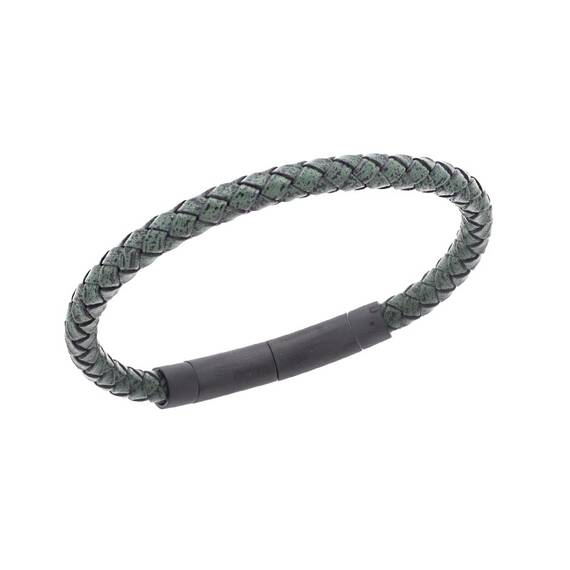 Βραχιόλι Senza Men&#039;s Steel Chaki Leather Strap