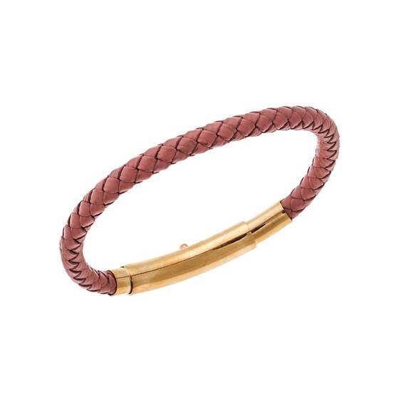 Βραχιόλι Senza Steel Pink Leather Strap
