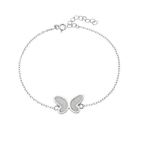 Βραχιόλι Senza από ασήμι 925, πεταλούδα με Opal