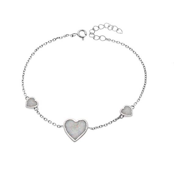 Βραχιόλι Senza από ασήμι 925, καρδιές με Opal