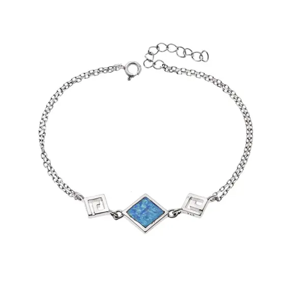 Βραχιόλι Senza από ασήμι 925, διπλός μαίανδρος με Opal