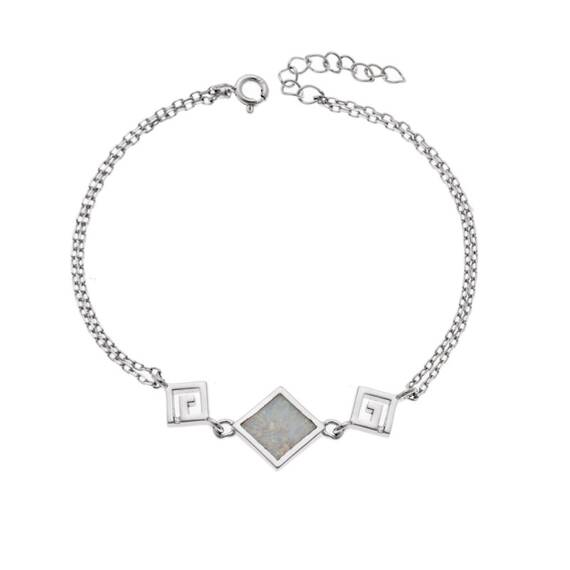 Βραχιόλι Senza από ασήμι 925, διπλός μαίανδρος με Opal