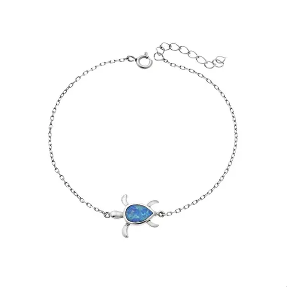 Βραχιόλι Senza από ασήμι 925, χελωνίτσα με Opal