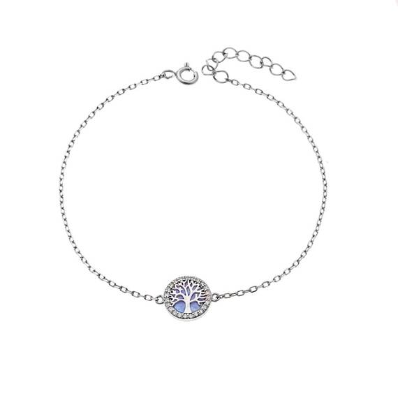 Βραχιόλι Senza από ασήμι 925, Δέντρο της Ζωής με Opal και ζιργκόν