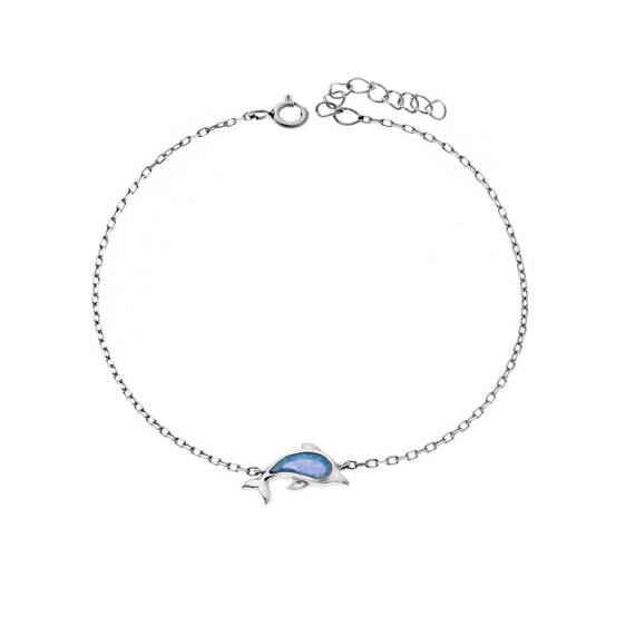 Βραχιόλι Senza από ασήμι 925, δελφίνι με Opal