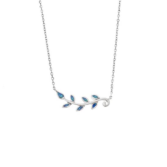 Κολιέ Senza από ασήμι 925, κλαδάκι με Opal