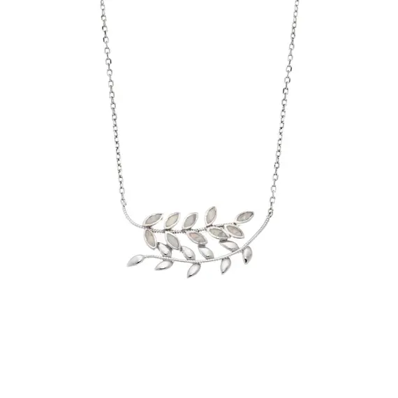 Κολιέ Senza από ασήμι 925, διπλό κλαδάκι με Opal