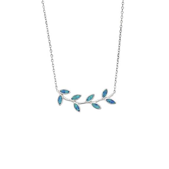 Κολιέ Senza από ασήμι 925, κλαδάκι με Opal