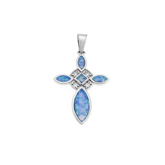 Μοτίφ Senza από ασήμι 925, Σταυρός με Opal και ζιργκόν