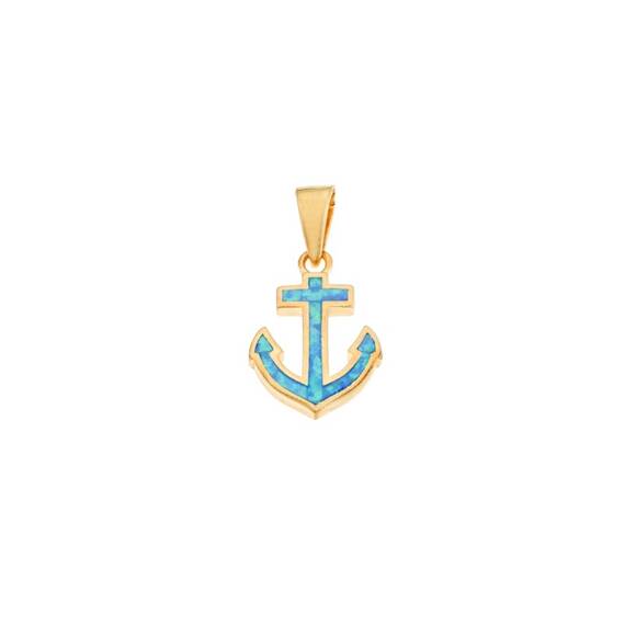 Μοτίφ Senza από επιχρυσωμένο ασήμι 925, άγκυρα με Opal