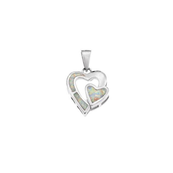 Μοτίφ Senza από ασήμι 925, διπλή καρδιά με Opal