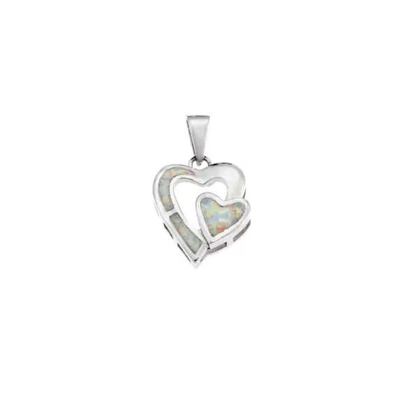 Μοτίφ Senza από ασήμι 925, διπλή καρδιά με Opal