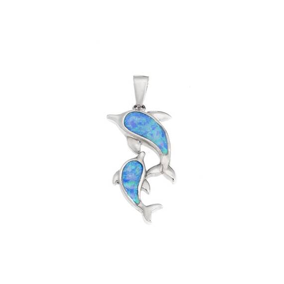 Μοτίφ Senza από ασήμι 925, Δελφίνια με Opal