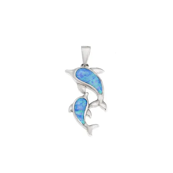 Μοτίφ Senza από ασήμι 925, Δελφίνια με Opal