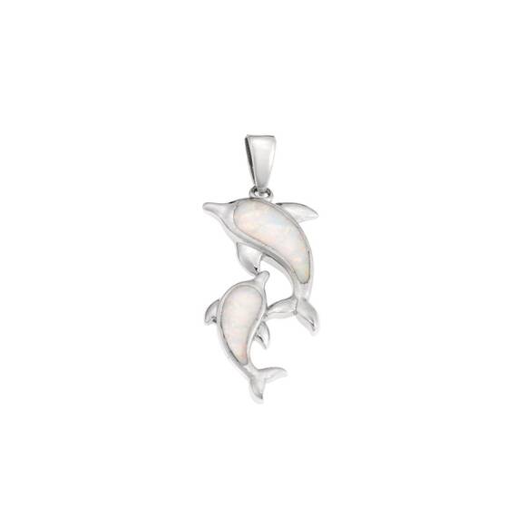 Μοτίφ Senza από ασήμι 925, Δελφίνια με Opal