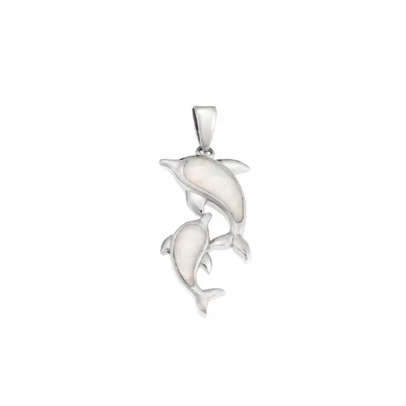 Μοτίφ Senza από ασήμι 925, Δελφίνια με Opal