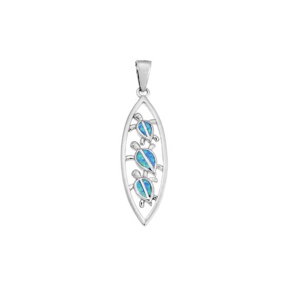 Μοτίφ Senza από ασήμι 925, τριπλή χελωνίτσα με Opal